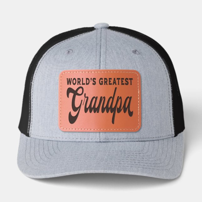 Worlds Greatest Grandpa Leather Patch Hat (Front)