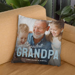 Worlds Greatest Grandpa Photo Throw Pillow<br><div class="desc">Show your grandpa how much you treasure him with our custom-designed grandfather pillow. Brimming with love and sentiment, this comfy accessory is adorned with a charming photo of you and your gramps, beautifully finished with an elegant overlay. Personalized with your name and a tender message assuring him he's the 'world's...</div>