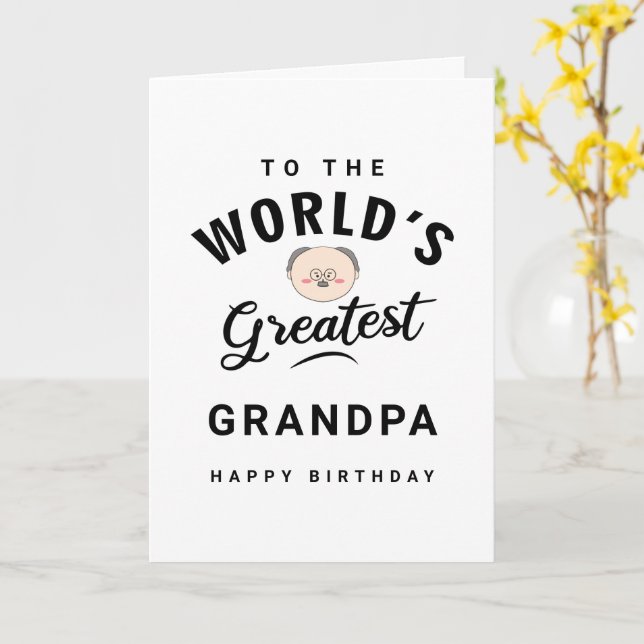 World's Greatest Grandpa Typography Happy Birthday Card (Yellow Flower)