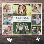 World's Greatest Grandparents 8 Photo Collage Jigsaw Puzzle<br><div class="desc">Give the world's greatest grandparents a fun custom 8 photo collage jigsaw puzzle that they will treasure and enjoy for years. You can personalize with eight family photos of grandchildren, children, other family members, pets, etc., customize whether they are called "Grandma & Grandpa, " "Mommom & Poppop, " "Abuela &...</div>