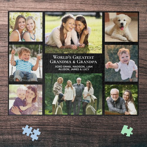 Worlds Greatest Grandparents Custom Photo Collage Jigsaw Puzzle