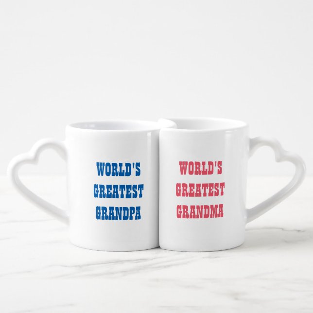 Worlds Greatest grandparents mug set for couple (Front Nesting)