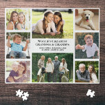 World's Greatest Grandparents Photo Collage Jigsaw Puzzle<br><div class="desc">Give the world's greatest grandparents a fun custom photo collage jigsaw puzzle that they will treasure and enjoy for years. You can personalize with eight family photos of grandchildren, children, other family members, pets, etc., customize whether they are called "Grandma & Grandpa, " "Mommom & Poppop, " "Abuela & Abuelo,...</div>