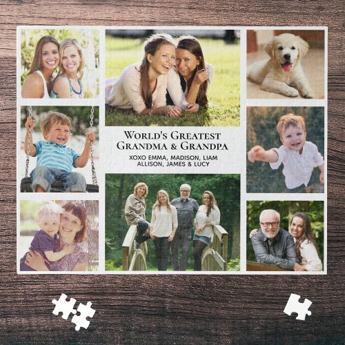 Worlds Greatest Grandparents Photo Collage Jigsaw Puzzle