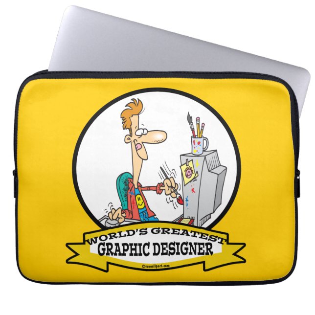WORLDS GREATEST GRAPHIC DESIGNER MEN CARTOON LAPTOP SLEEVE (Front)