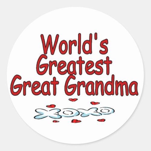 Worlds Greatest Great Grandma Classic Round Sticker