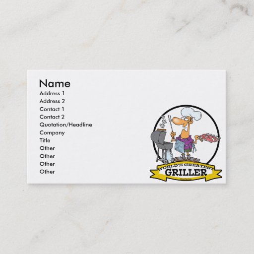 Customizable WORLDS GREATEST GRILLER MEN CARTOON BUSINESS CARD TEMPLATES