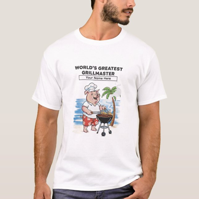 World's Greatest Grillmaster Personalized Cartoon  T-Shirt (Front)