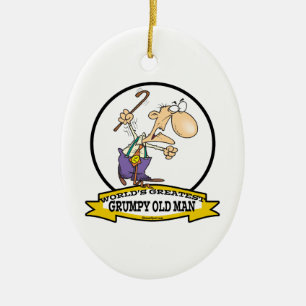 WORLDS GREATEST GRUMPY OLD MAN CARTOON CERAMIC ORNAMENT