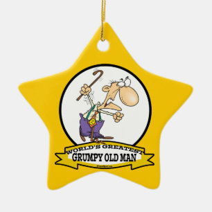 WORLDS GREATEST GRUMPY OLD MAN CARTOON CERAMIC ORNAMENT