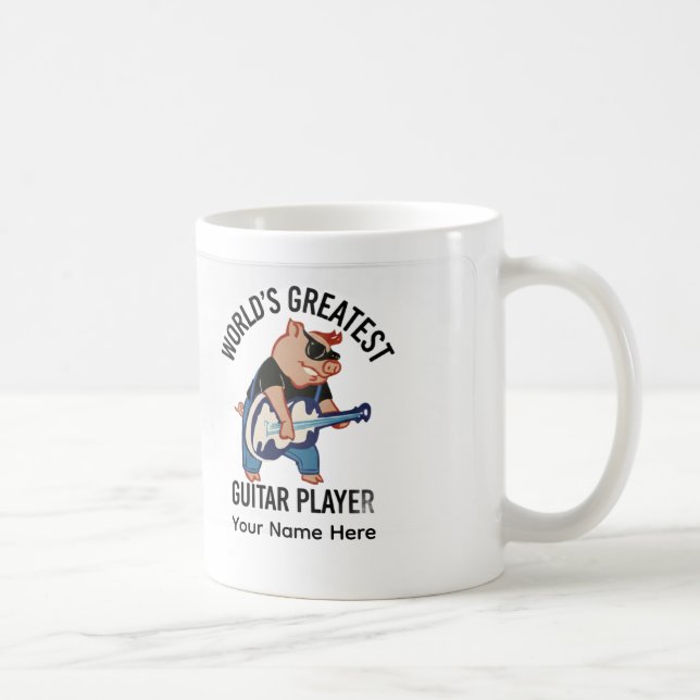 World's Greatest Guitar Player, Custom Rocker Pig Coffee Mug (Right)