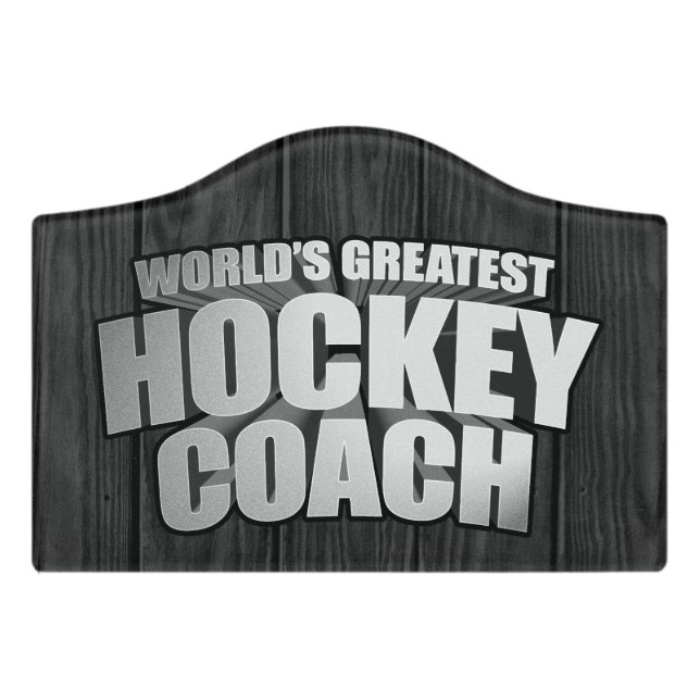 World's Greatest Hockey Coach Door Sign (Small Crest Front)