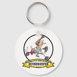 WORLDS GREATEST HOUSEKEEPER WOMEN CARTOON KEYCHAIN