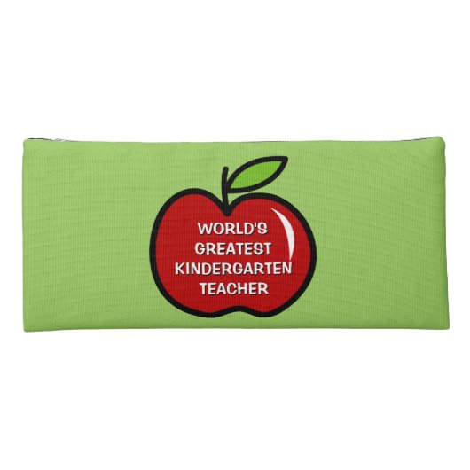 World's Greatest Kindergarten teacher red apple Pencil Case (Back)