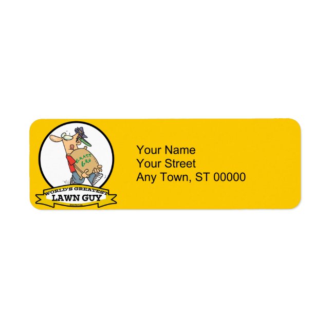 WORLDS GREATEST LAWN GUY MEN CARTOON LABEL (Front)