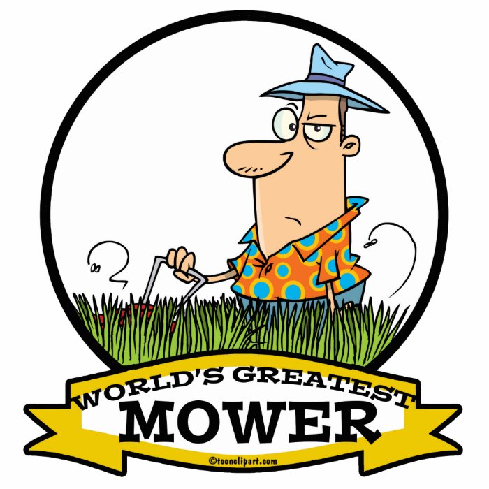 WORLDS GREATEST LAWN MOWER MEN CARTOON PHOTO CUTOUT