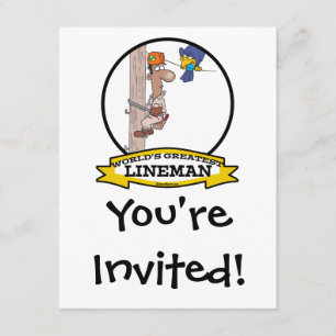 WORLDS GREATEST LINEMAN MEN CARTOON INVITATION