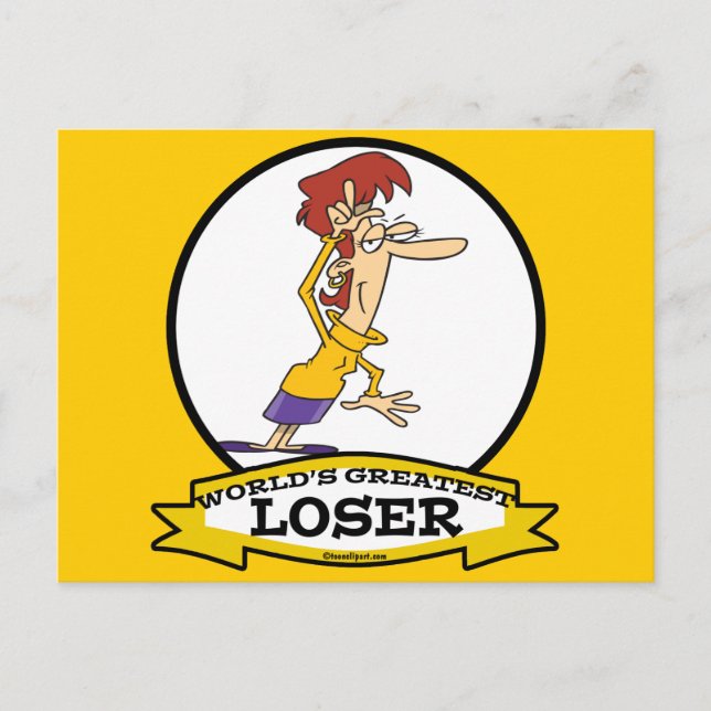 WORLDS GREATEST LOSER LADY WOMEN CARTOON POSTCARD (Front)