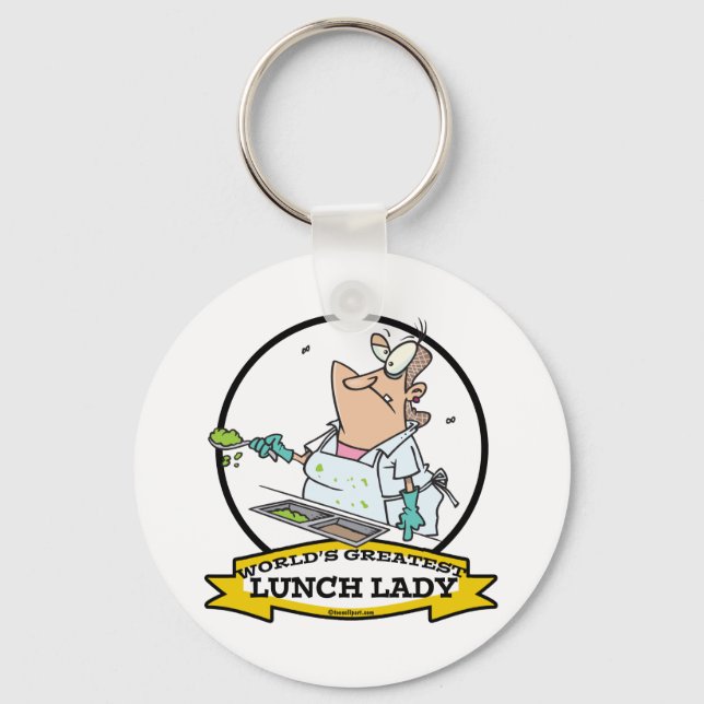 WORLDS GREATEST LUNCH LADY CARTOON KEYCHAIN (Front)