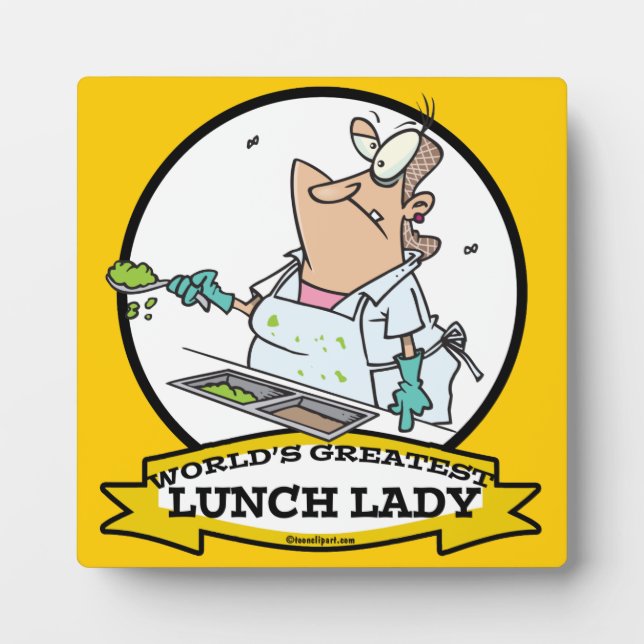 WORLDS GREATEST LUNCH LADY CARTOON PLAQUE (Front)