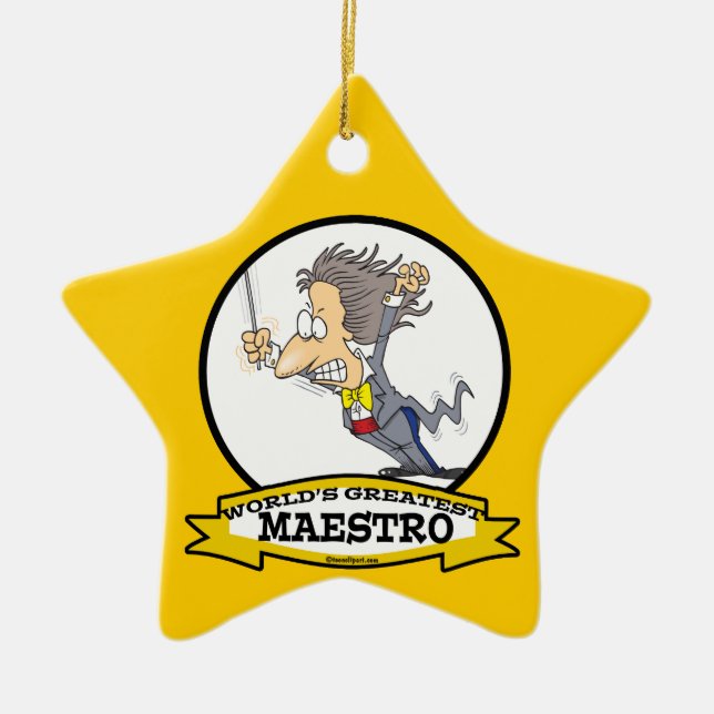 WORLDS GREATEST MAESTRO MEN CARTOON CERAMIC ORNAMENT (Front)