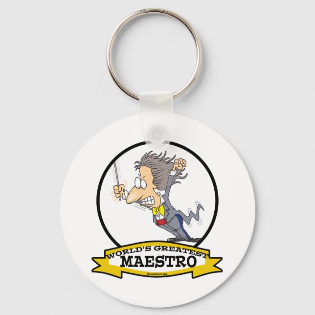 WORLDS GREATEST MAESTRO MEN CARTOON KEYCHAIN (Front)