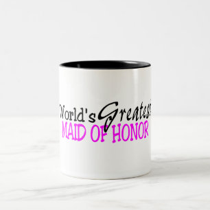 Worlds Greatest Maid Of Honor Pink Black Two-Tone Coffee Mug