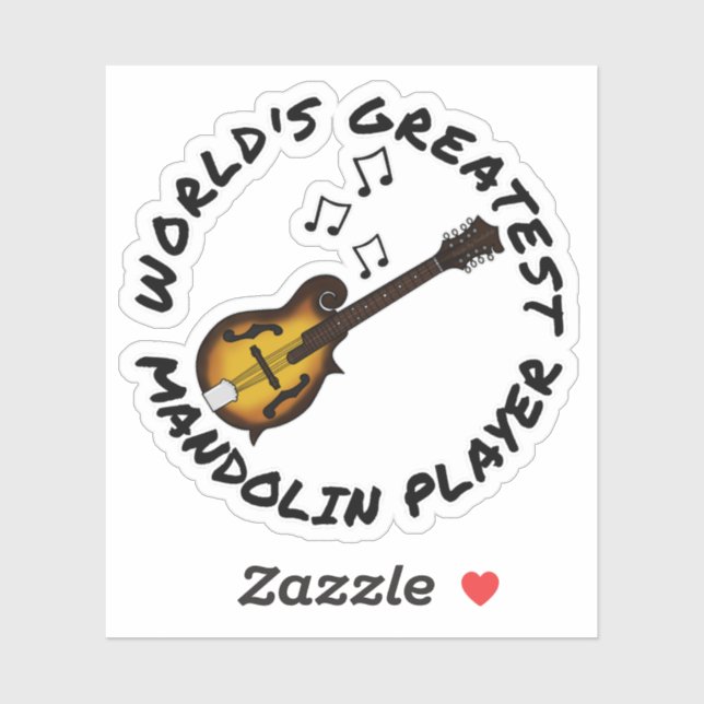 World's Greatest Mandolin Player Mandolinist Funny Sticker (Sheet)