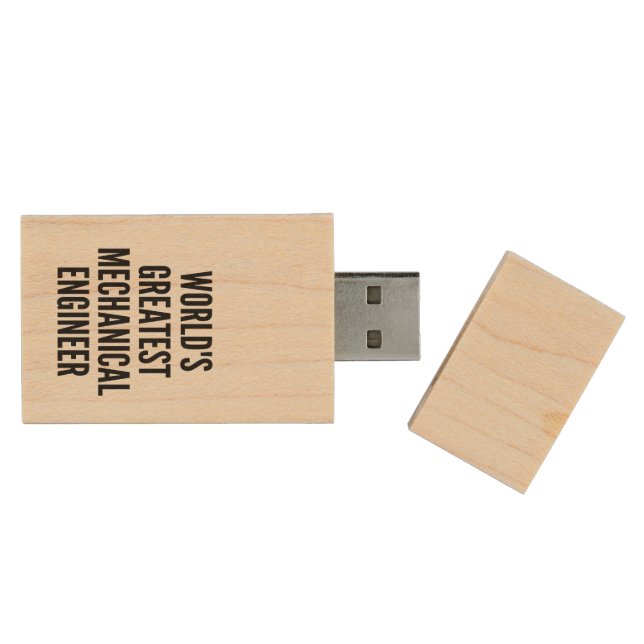 Worlds Greatest Mechanical Engineer Wood Flash Drive (Opened)