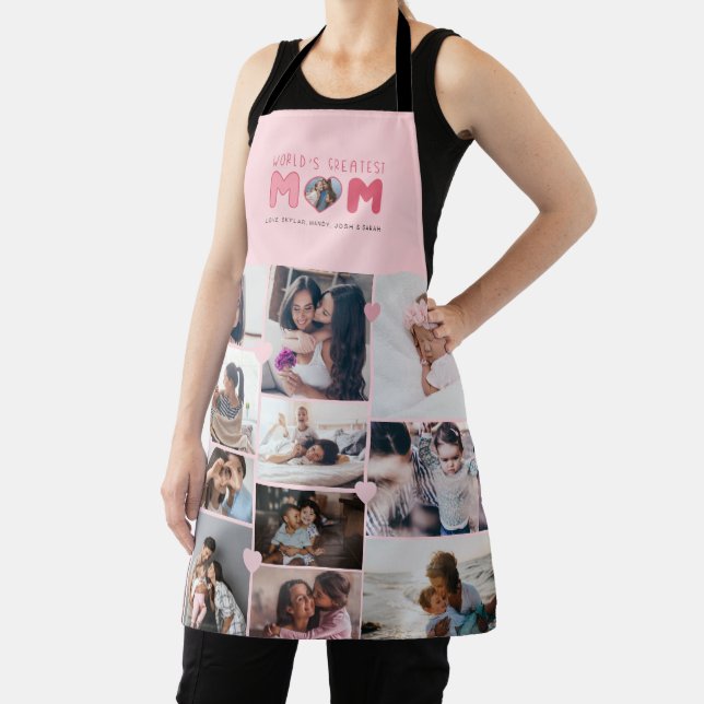 World's Greatest Mom Custom Photo Keepsake Collage Apron (Insitu)