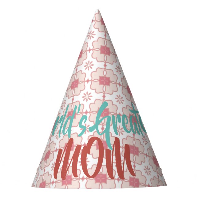 World's Greatest Mom | Floral Pattern | Customize Party Hat (Front)