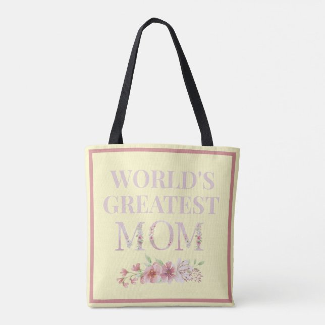 World's Greatest Mom Floral  Tote Bag (Back)