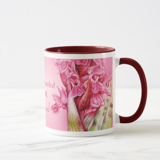 World's Greatest Mom & friend pink orchid art mug (Right)