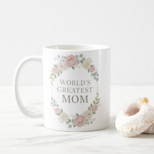 World's Greatest Mom Mug Floral Wreath Ceram
