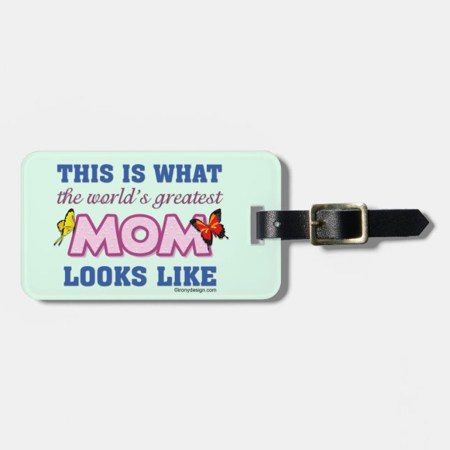 World's Greatest Mom Personalized Luggage Tag (Front Horizontal)