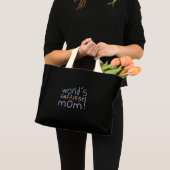 World's Greatest Mom Striped Blue Tote Bag (Front (Product))