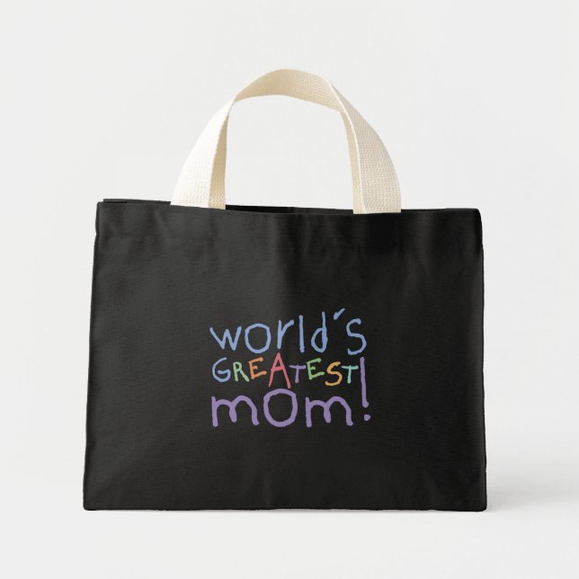 World's Greatest Mom Striped Blue Tote Bag (Front)