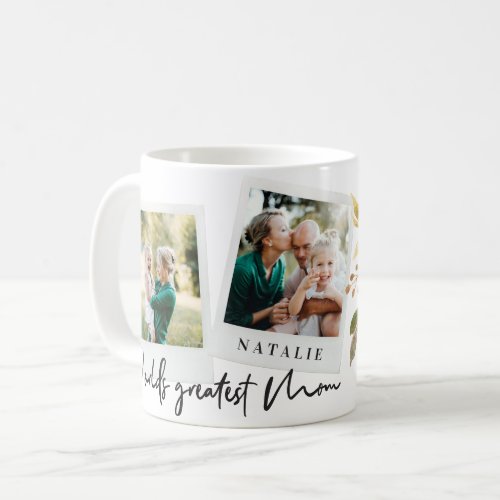worlds greatest mom watercolor floral photo coffee mug