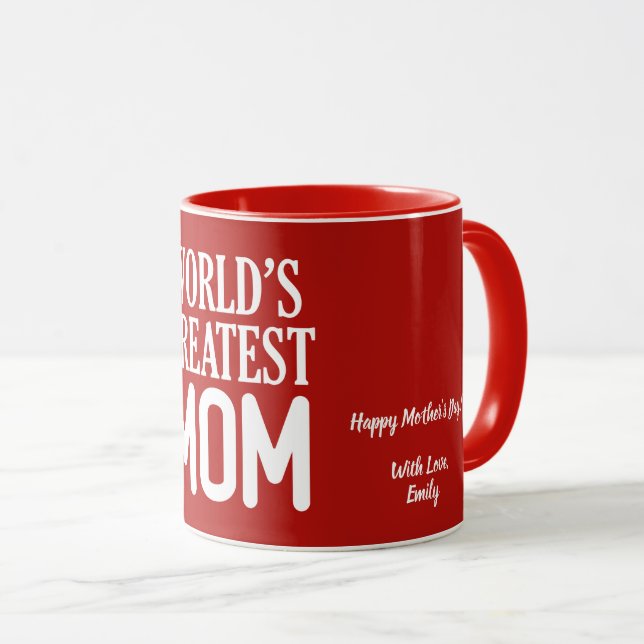 World's Greatest Mom White Typography Mug (Front Right)