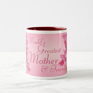 "World's Greatest Mother & friend" pink orchid mug