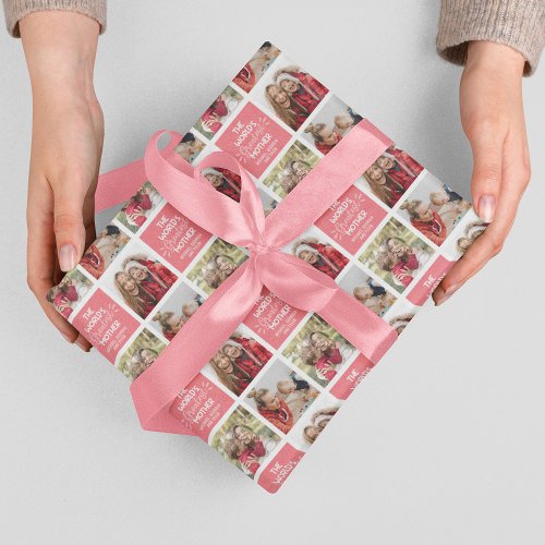 Worlds Greatest Mother Photo Collage Wrapping Paper