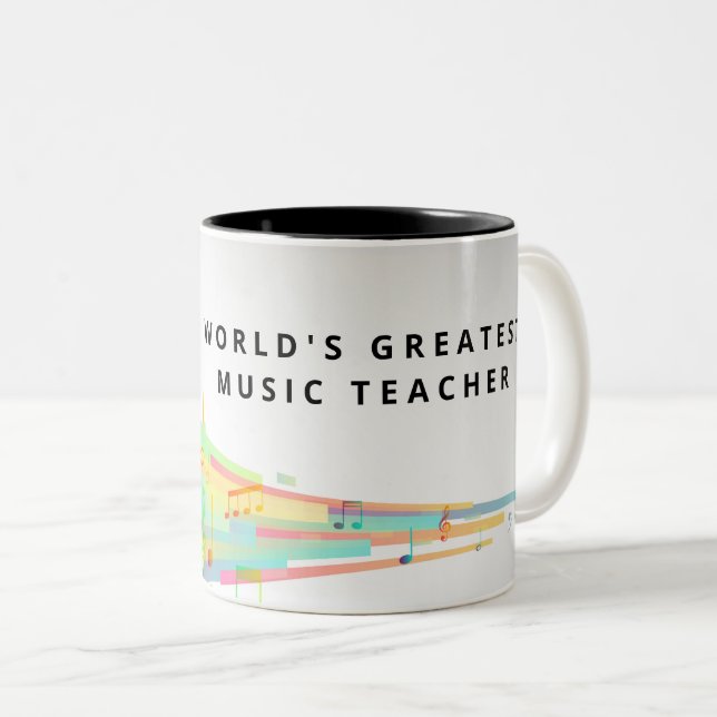 Worlds Greatest Music Teacher Gift Two-Tone Coffee Mug (Front Right)