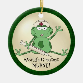 World's Greatest Nurse Frog Ornament by doodlesfunornaments at Zazzle