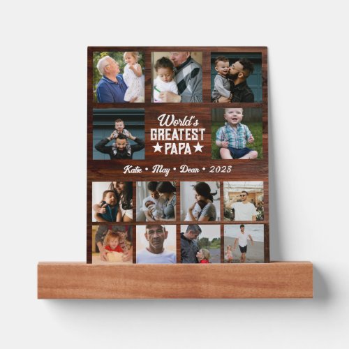 Worlds Greatest Papa Wooden Photo Collage Picture Ledge