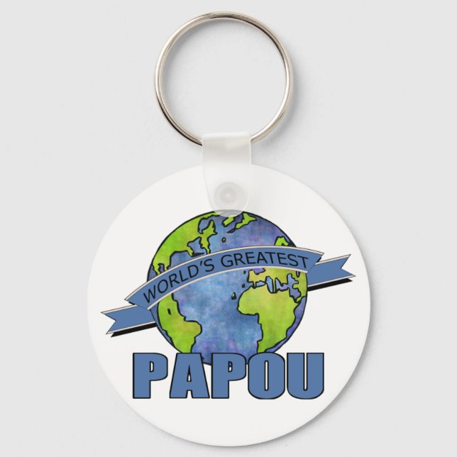 World's Greatest Papou Keychain (Front)