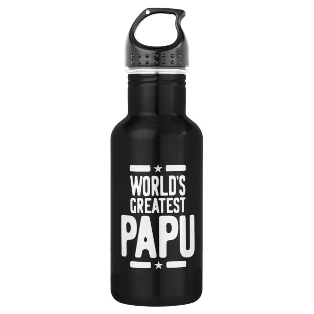 World's Greatest Papu Father Gift Stainless Steel Water Bottle (Front)
