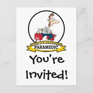 WORLDS GREATEST PARAMEDIC MEN CARTOON INVITATION