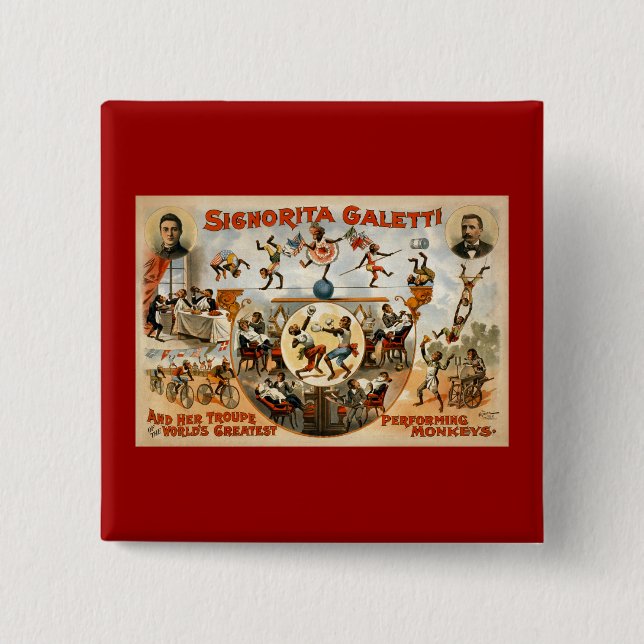 World's Greatest Performing Monkeys 1892 Button (Front)