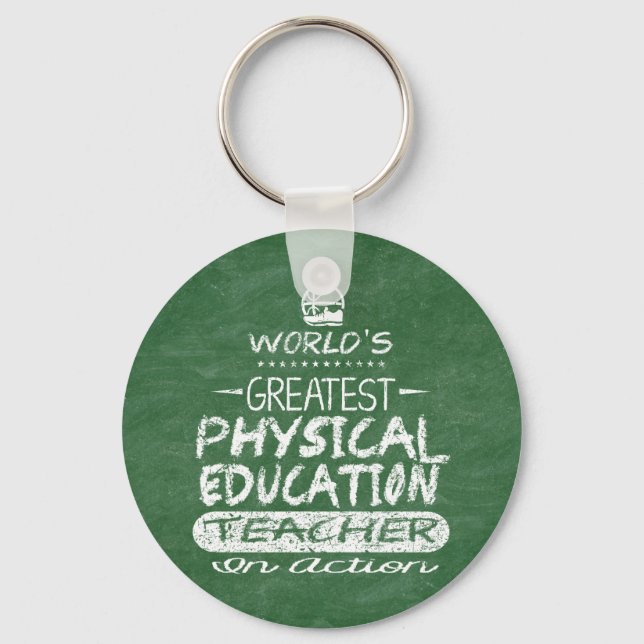 World's Greatest Physical Education PE Teacher Keychain (Front)