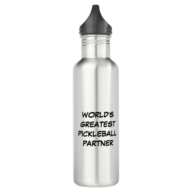 World's Greatest Pickleball Partner  Stainless Steel Water Bottle (Left)
